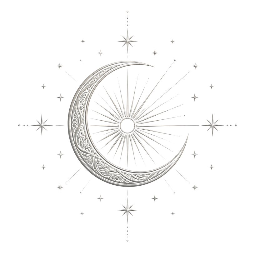 Oracle emblem: crescent moon with sun rays